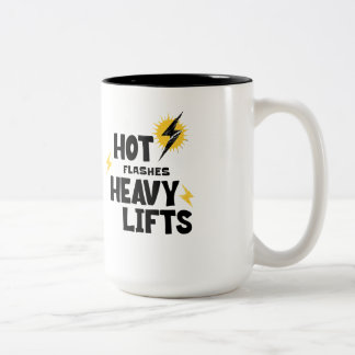 Hitzewallungen. Schwere Gewichte Kaffee Zweifarbige Tasse