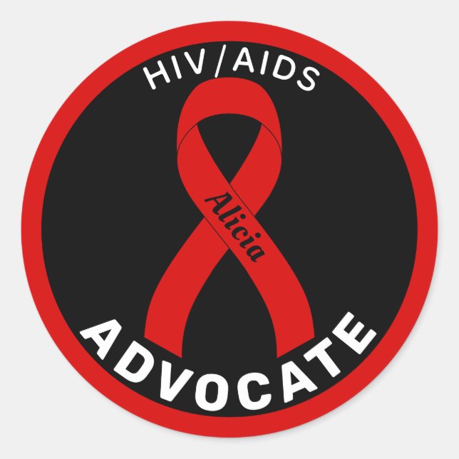 HIV/Aids-Advocate Ribbon Black Round Sticker (Vorderseite)