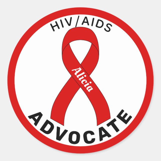 HIV/AIDS-Advocate Ribbon White Round Sticker (Vorderseite)