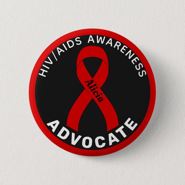 HIV/Aids-Advocation Ribbon Black Button (Vorderseite)