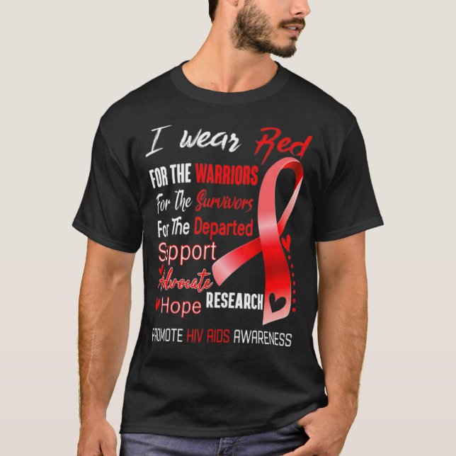 HIV Aids Awareness Ich trage Rot für HIV Aids Awar T-Shirt (Vorderseite)