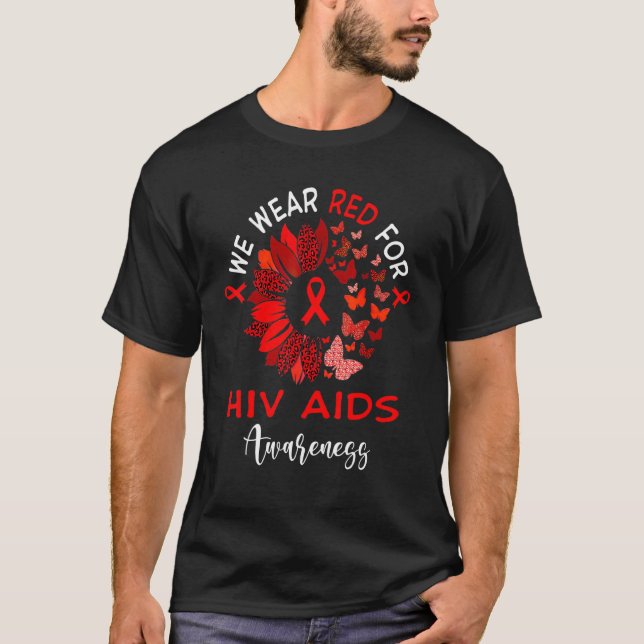 HIV Aids Awareness Leopard Sonnenblume T-Shirt (Vorderseite)