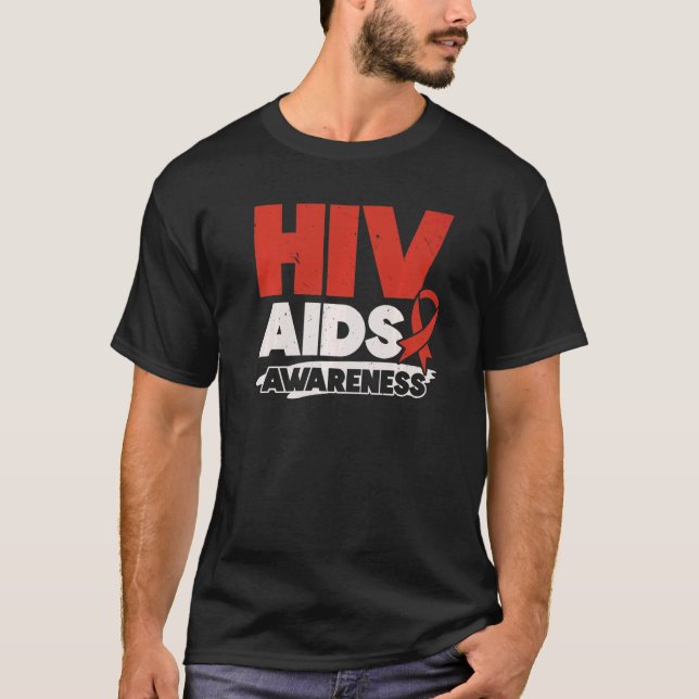 HIV AIDS Awareness Red Ribbon Disability T-Shirt (Vorderseite)