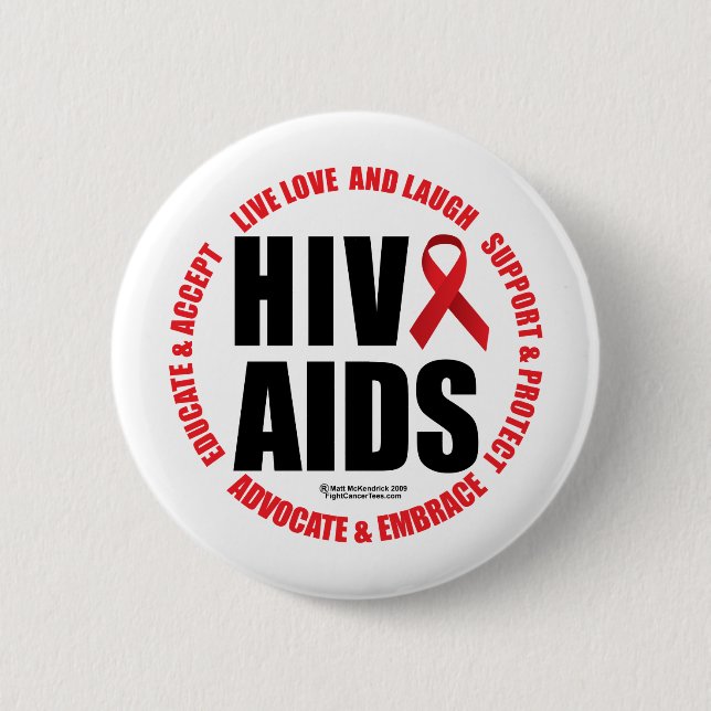 HIV/AIDS leben Liebe-Lachen Button (Vorderseite)