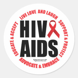 HIV/AIDS-Lebendlach Runder Aufkleber