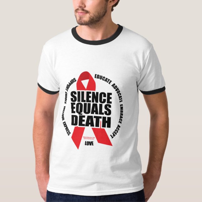 HIV/AIDS: Ruhe entspricht Tod T-Shirt (Vorderseite)