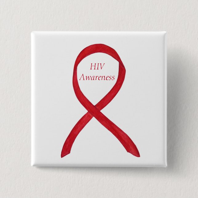 HIV Awareness Ribbon Custom Art Button (Vorderseite)