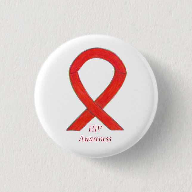 HIV Awareness Ribbon Custom Art Button (Vorderseite)