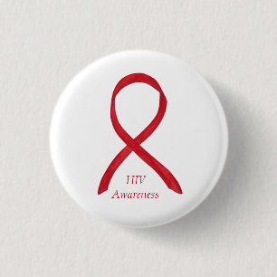 HIV Awareness Ribbon Custom Art Button
