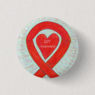 HIV-Bewusstsein Herz Ribbon Custom Art Button