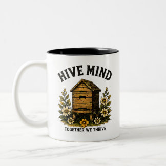 Hive Mind | Vintage-Bienenstock-Imkerei-Design Zweifarbige Tasse