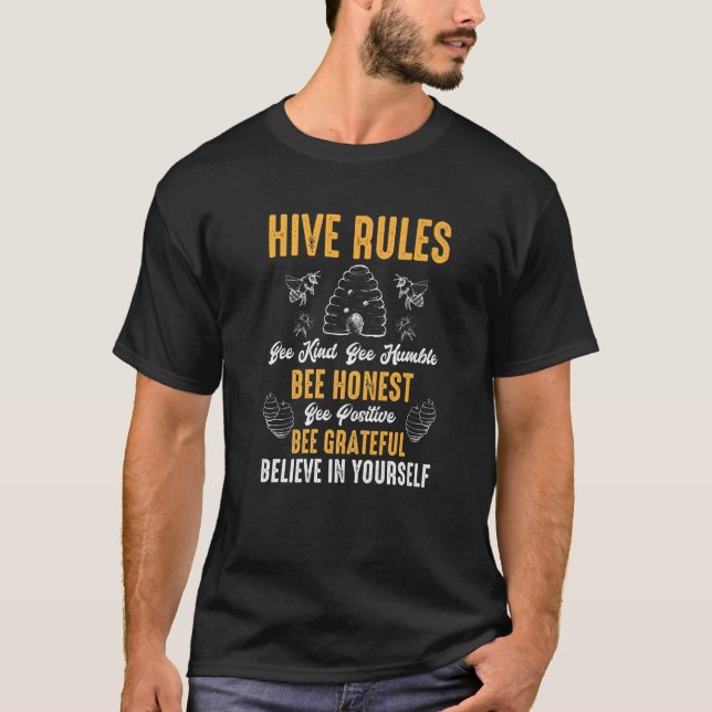 Hive Rules Bee Kind Bee Humble Pun T-Shirt (Vorderseite)