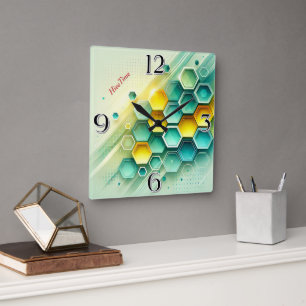 HiveTime benutzerdefinierbares Hexagon-Design   Ac Quadratische Wanduhr