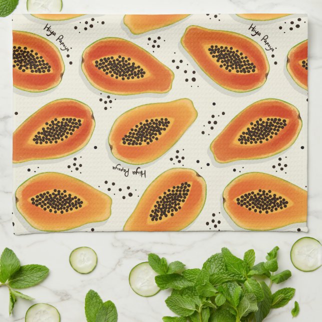 Hiya Papaya Pattern Geschirrtuch (Gefaltet)