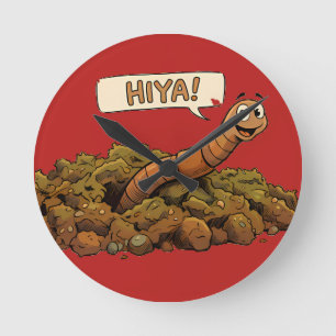 "Hiya!" Von unten Runde Wanduhr