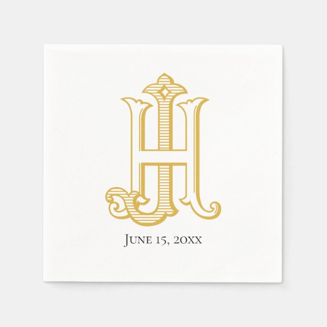 HJ Monogram oder JH Monogram Napkins Serviette (Vorderseite)
