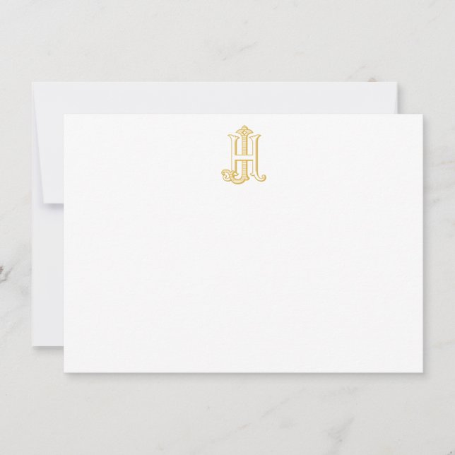HJ Monogram- oder JH Monogram-Notecards Mitteilungskarte (Vorderseite)