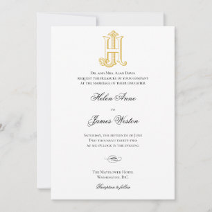 HJ-Monogramm- oder JH-Monogramm-Hochzeitseinladung Einladung