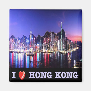 HK - Hongkong - I Liebe - Colage Mosaic Magnet