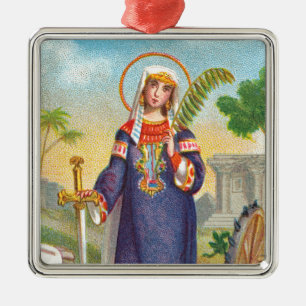 Hl. Katharina von Alexandrien in ägyptischer Trach Ornament Aus Metall