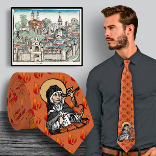 Hl. Katharina von Siena mit Kreuz auf dem Herzen  Krawatte