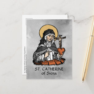 Hl. Katharina von Siena mit Kreuz auf dem Herzen Postkarte