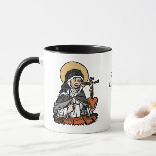Hl. Katharina von Siena mit Kreuz auf dem Herzen Tasse