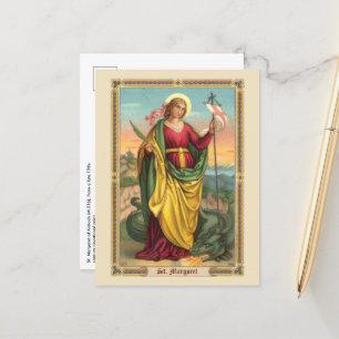 Hl. Margareta mit Drache und Auferstehungsbanner Postkarte