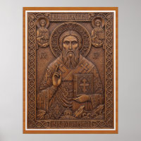 Hl. Nikolaus, neue orthodoxe Holzbuchstaben der Ju
