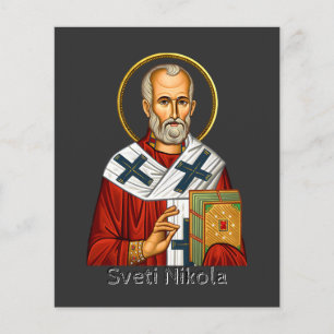 Hl. Nikolaus orthodox serbisches Buchstaben-Ikon