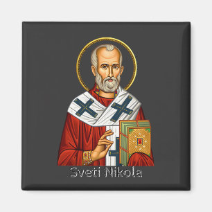 Hl. Nikolaus orthodox serbisches Buchstaben-Ikon  Magnet