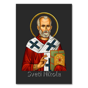 Hl. Nikolaus orthodox serbisches Buchstaben-Ikon  Tischnummer