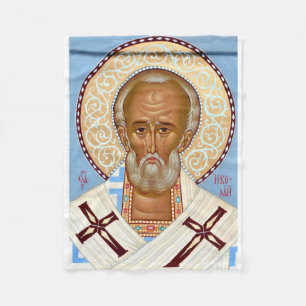 Hl. Nikolaus von Myra Premium-Orthodoxe Kunst Fleecedecke