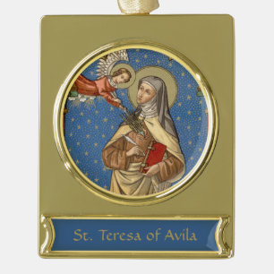 Hl. Teresa von Avila (28. Okt) Banner-Ornament Gold