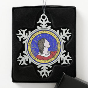 Hl. Viator von Lyon der Katechet (LD 01) Schneeflocken Zinn-Ornament