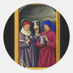 Hll. Kosmas und Damian Schutzpatrone des Gesundhei Runder Aufkleber