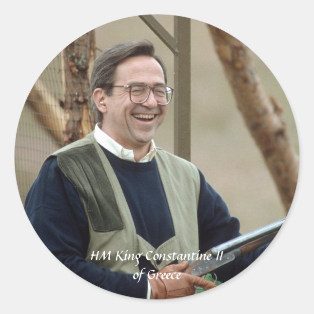 HM König Konstantine II. von Griechenland Runder Aufkleber (Vorderseite)