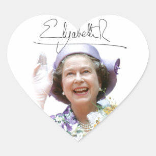 HM Queen Elizabeth II Herz-Aufkleber