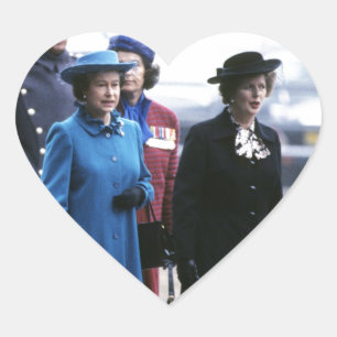 HM Queen Elizabeth II-Margaret Thatcher Herz-Aufkleber