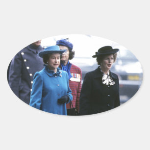 HM Queen Elizabeth II-Margaret Thatcher Ovaler Aufkleber