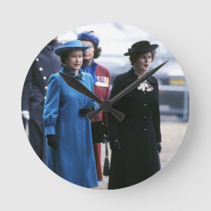 HM Queen Elizabeth II-Margaret Thatcher Runde Wanduhr