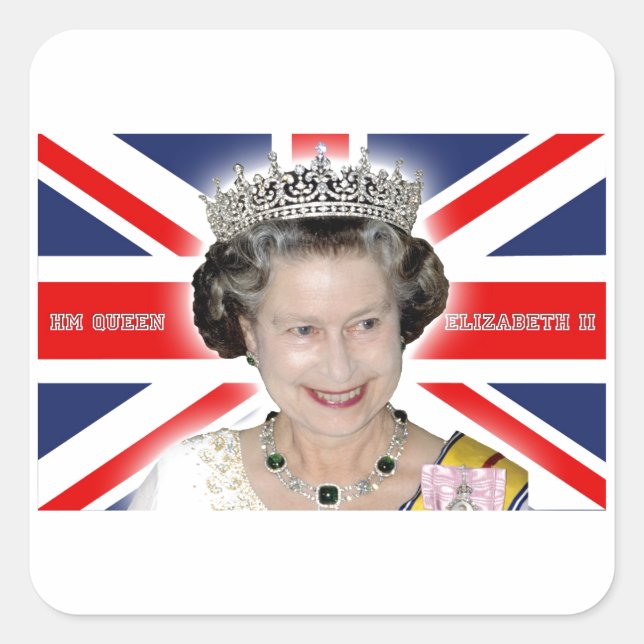 HM Queen Elizabeth II - Pro Foto Quadratischer Aufkleber (Vorderseite)