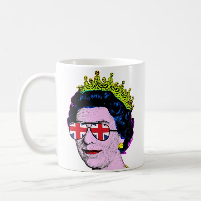 HM Queen Pop Art Modern Platinum Jubilee Kaffeetasse (Links)