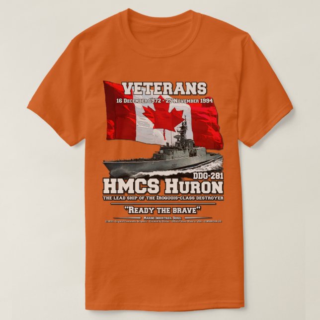 HMCS Huron Royal Canadian's Veterans T-Shirt (Design vorne)