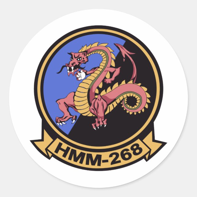 HMM-268 Rote Drachen Runder Aufkleber (Vorderseite)