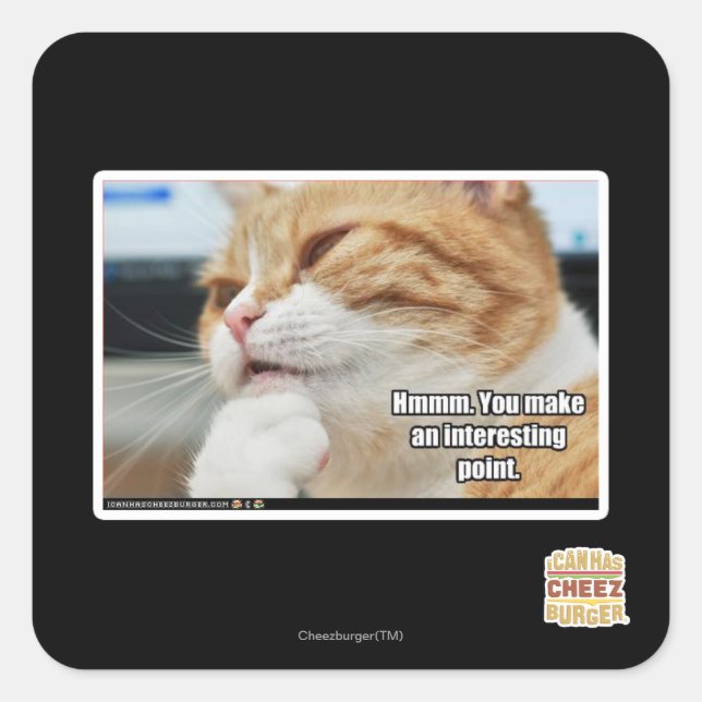 Hmmm. Quadratischer Aufkleber (Vorderseite)