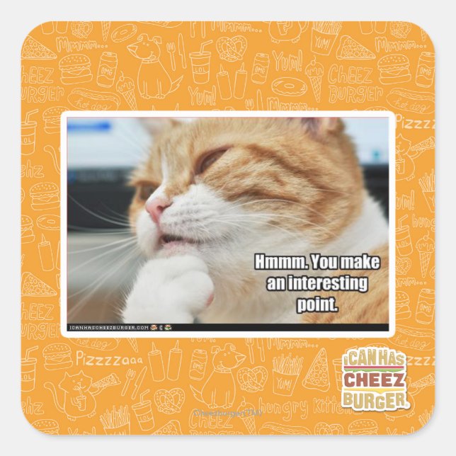 Hmmm. Quadratischer Aufkleber (Vorderseite)