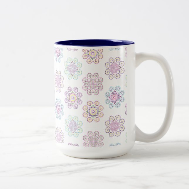 Hmong Inspiriertes Musterdesign Zweifarbige Tasse (Rechts)