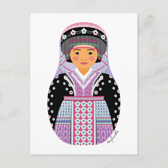 Hmong Matryoshka Postcard Postkarte (Vorderseite)