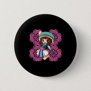 Hmong Miao Hmoob Mädchen Frau Prinzessin stark Button